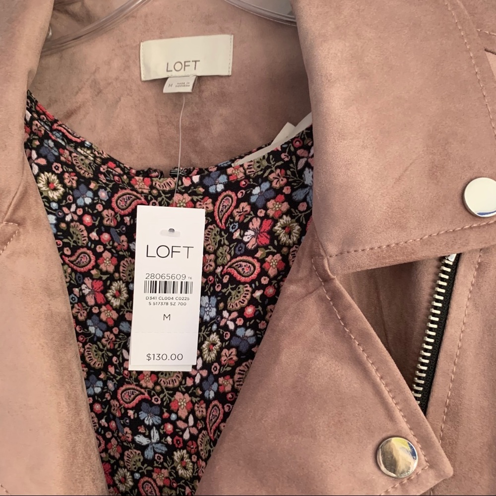 SOLD !! LOFT blush faux vegan suede moto jacket - Picture 12 of 12